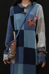 YANYAN KNITS 24 Autumn and Winter Plaid Hoodie Dress YYK-YYW24-1631-LAN Blue